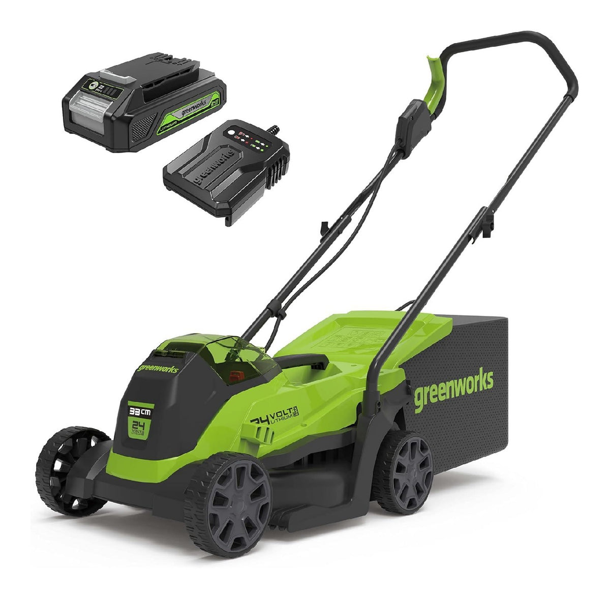 TAGLIA PRATI PICCOLE FINO per giardino, Tagliaerba con lama rotante 24V 2Ah