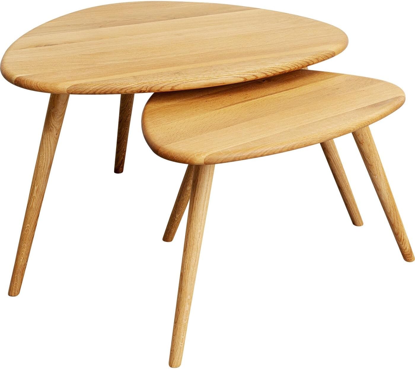 Kare Design tavolini Vigo (Set/2), marrone, legno massello di quercia, due tavoli bassi, poggiaoggetti, arredamento soggiorno, camera, multiuso