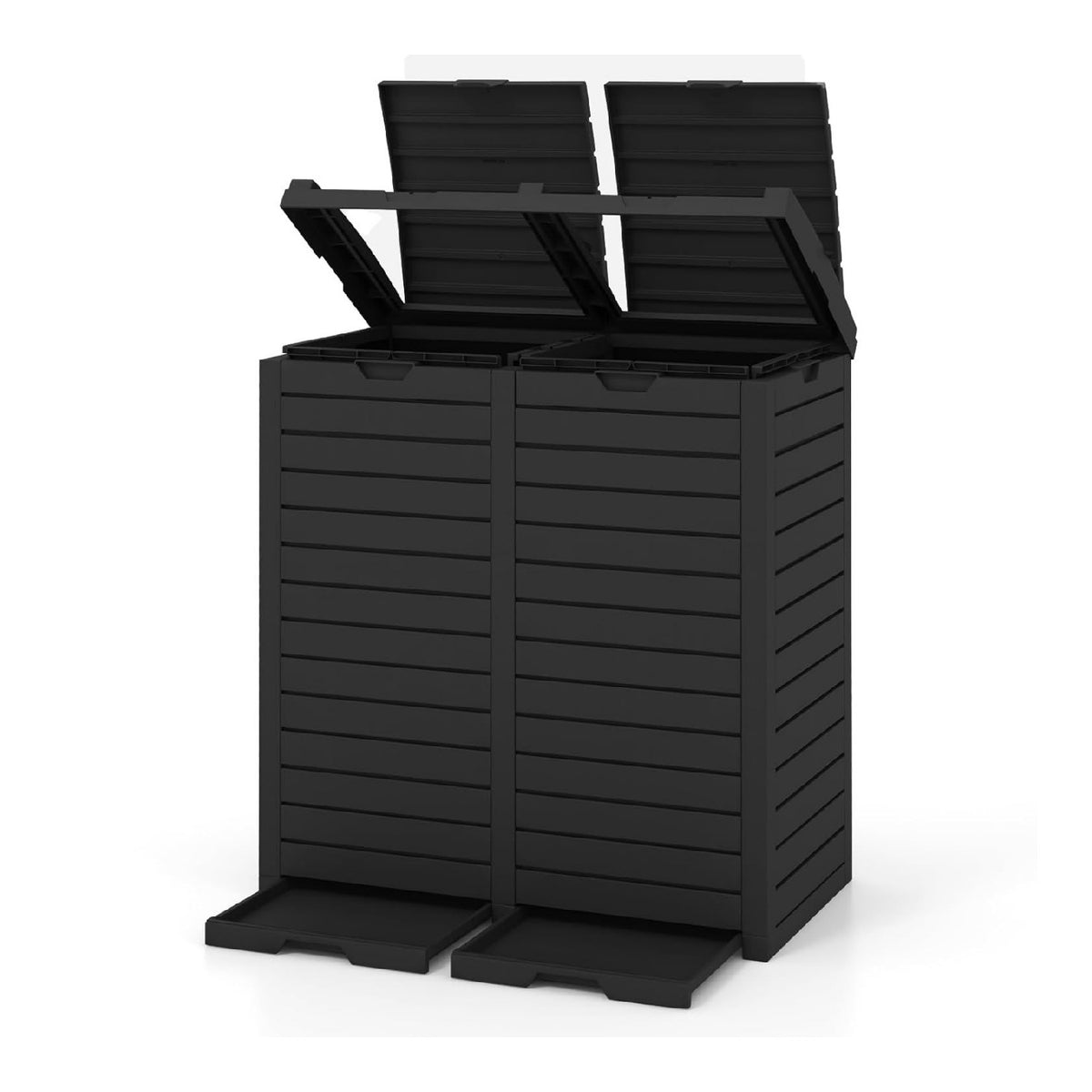 Bidoni della spazzatura con ruote ELEVATA pattumiera esterno scomparti 235L 40x77x86 cm
