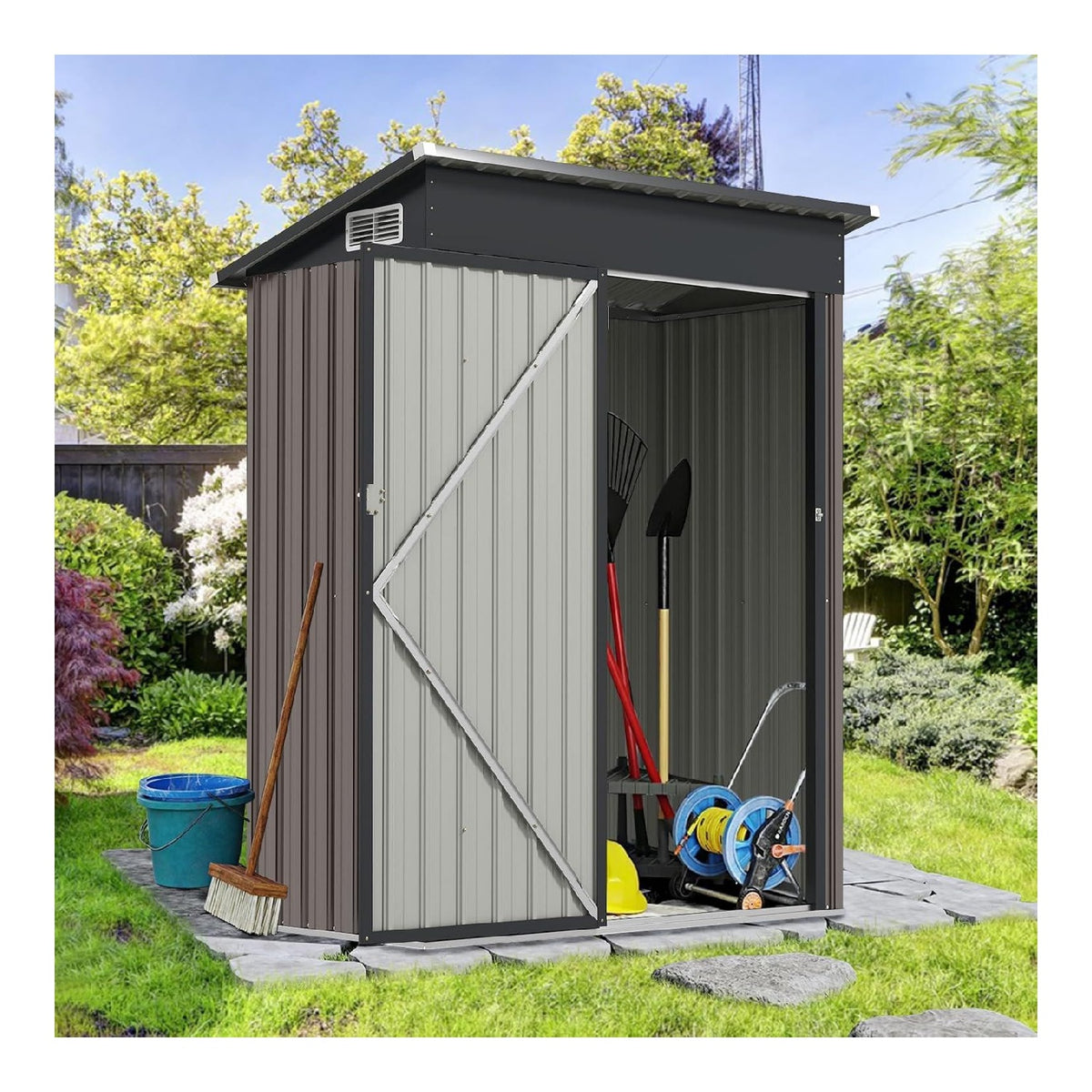Casette da giardino Acciaio Zincato Anti-Ruggine Anticorrosione 150x88x185cm