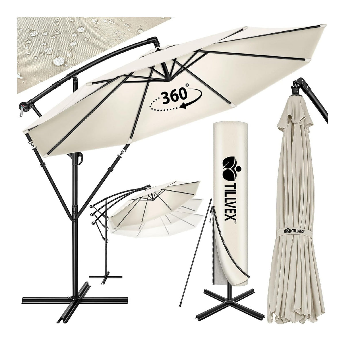 IDEALE L'ombrellone dotato copertura per giardino, Ombrelloni 350 cm
