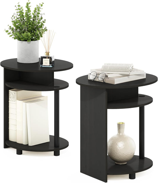 Furinno Jaya Simple Design Tavolino, Legno, Noce/Nero, Two-Pack, 2 unit¨¤