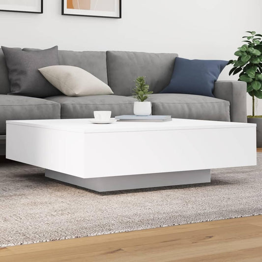 Gecheer Tavolino da Soggiorno con Luci LED Bianco 100x100x31 cm