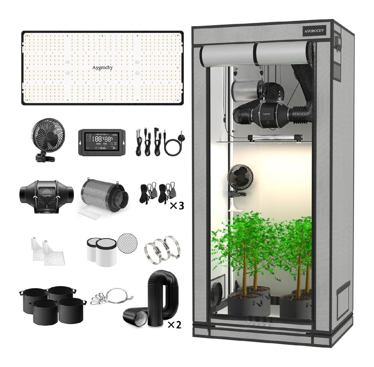 Tende idroponiche Contenuto confezione controller integrato 200 W 180 cm