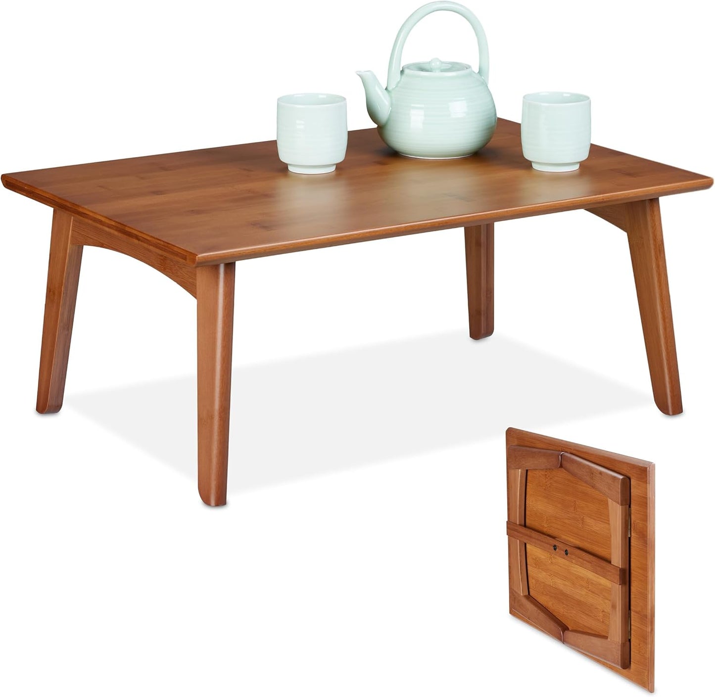 Tavolino da Salotto, Tavolo Pieghevole da Divano, Mobile in bamb¨´ Effetto Legno Noce, HLP 25x60x40 cm, Marrone