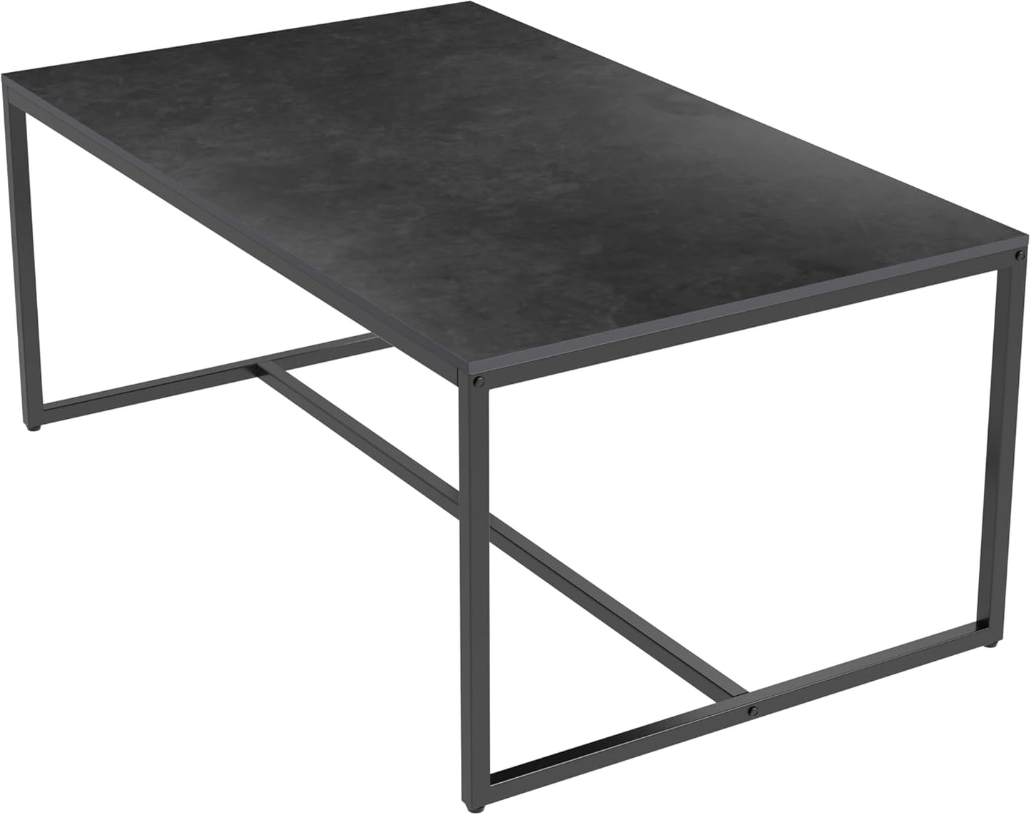 FATIVO Tavolino da Salotto Marmo: Tavolino Soggiorno Moderno Tavolino da caff¨¨ per soggiorno Tavolino da Divano con Struttura in Metallo Nero, piano in Grigio con Nero 100x60x41cm