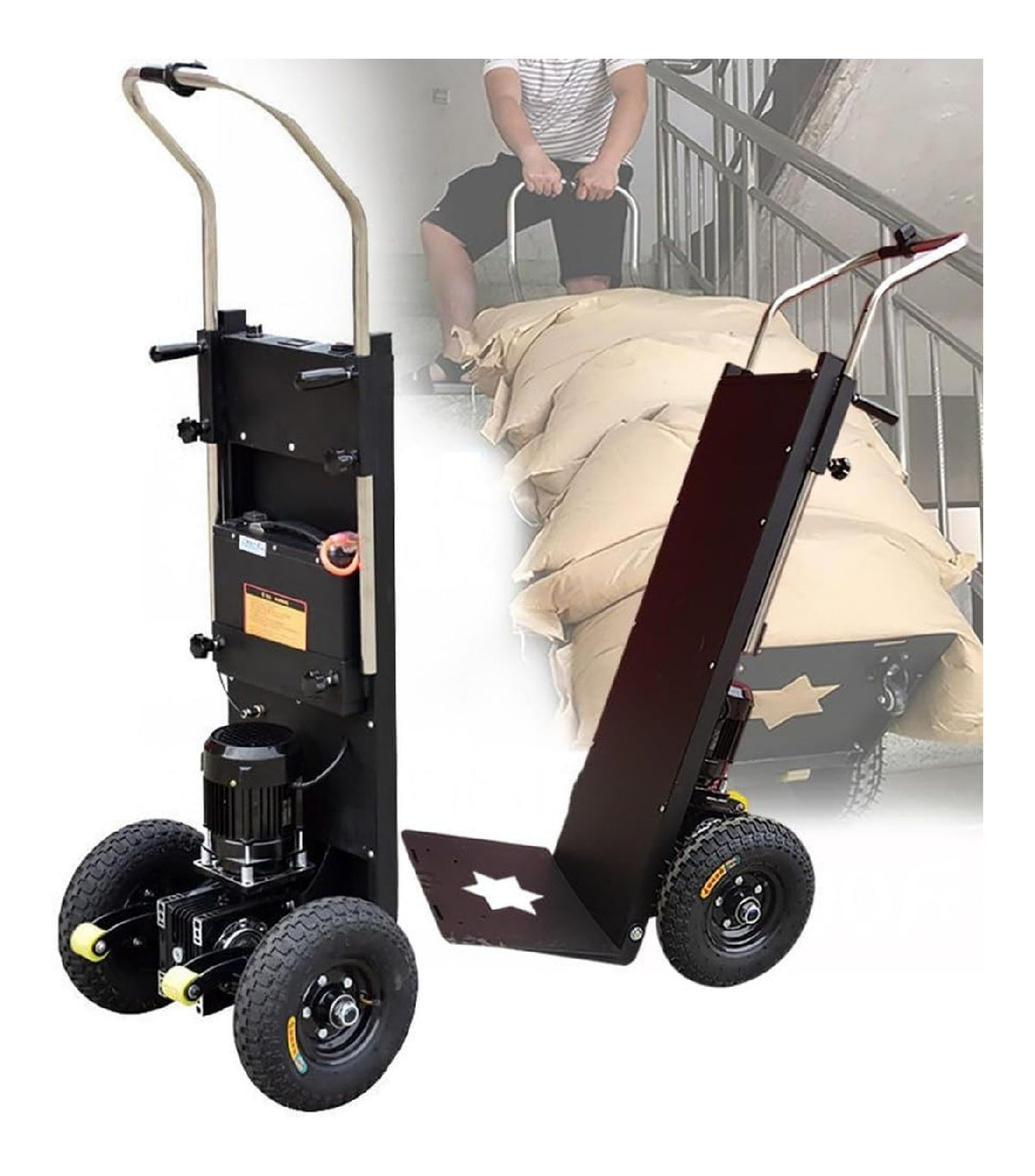 Potente Motore Elettrico carrello per giardino, Carrelli a mano 1500 W 500 kg