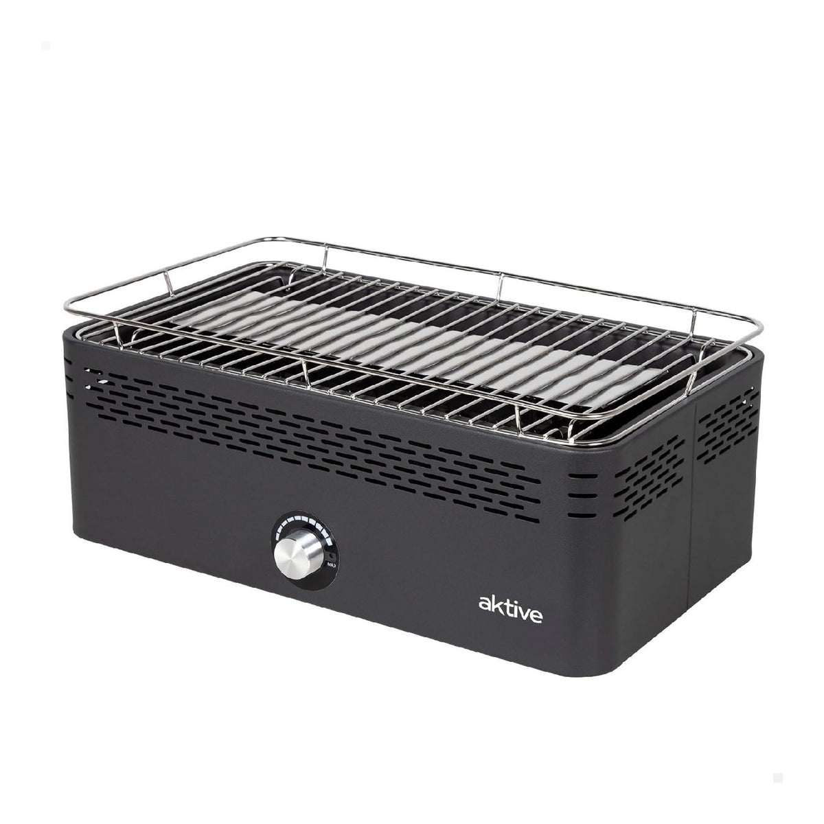 basso fumo rettangolare nero Barbecue a carbone 45x28x19 cm