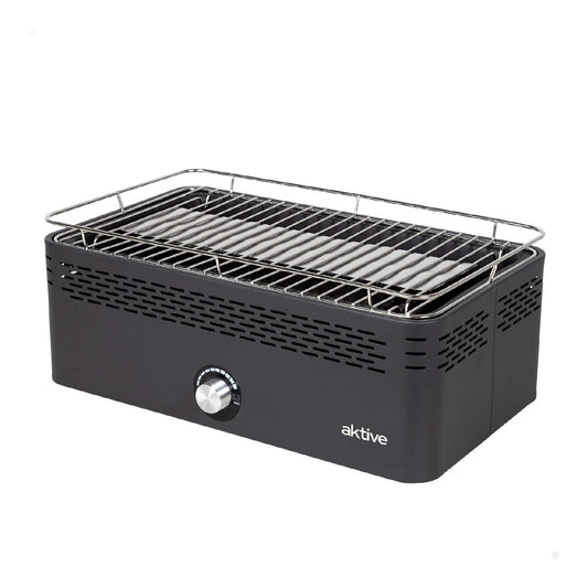 basso fumo rettangolare nero Barbecue a carbone 45x28x19 cm