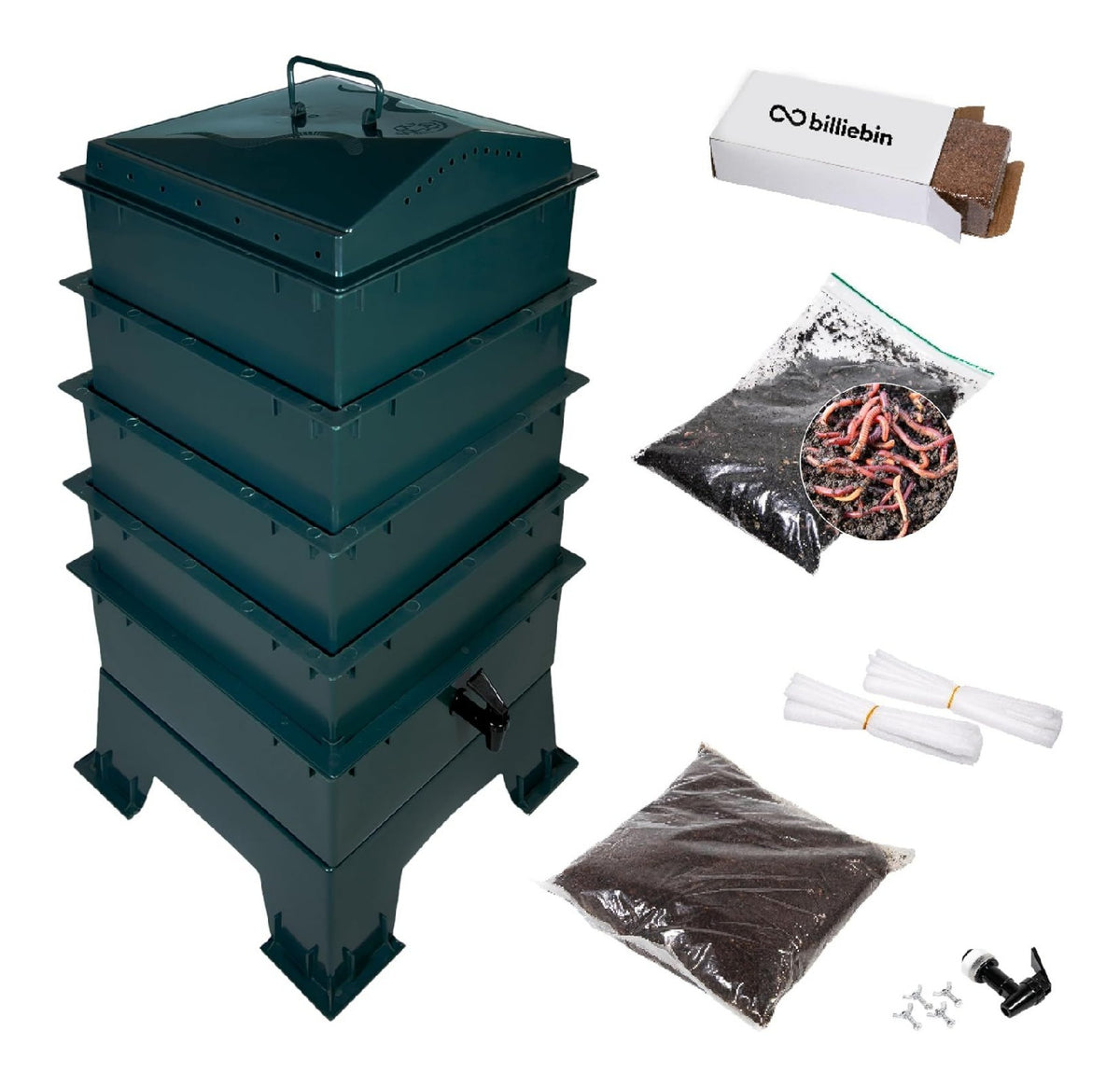 Set composto ripiani espandibile Secchi per i rifiuti 80 cm 40 x 40 x 80 cm