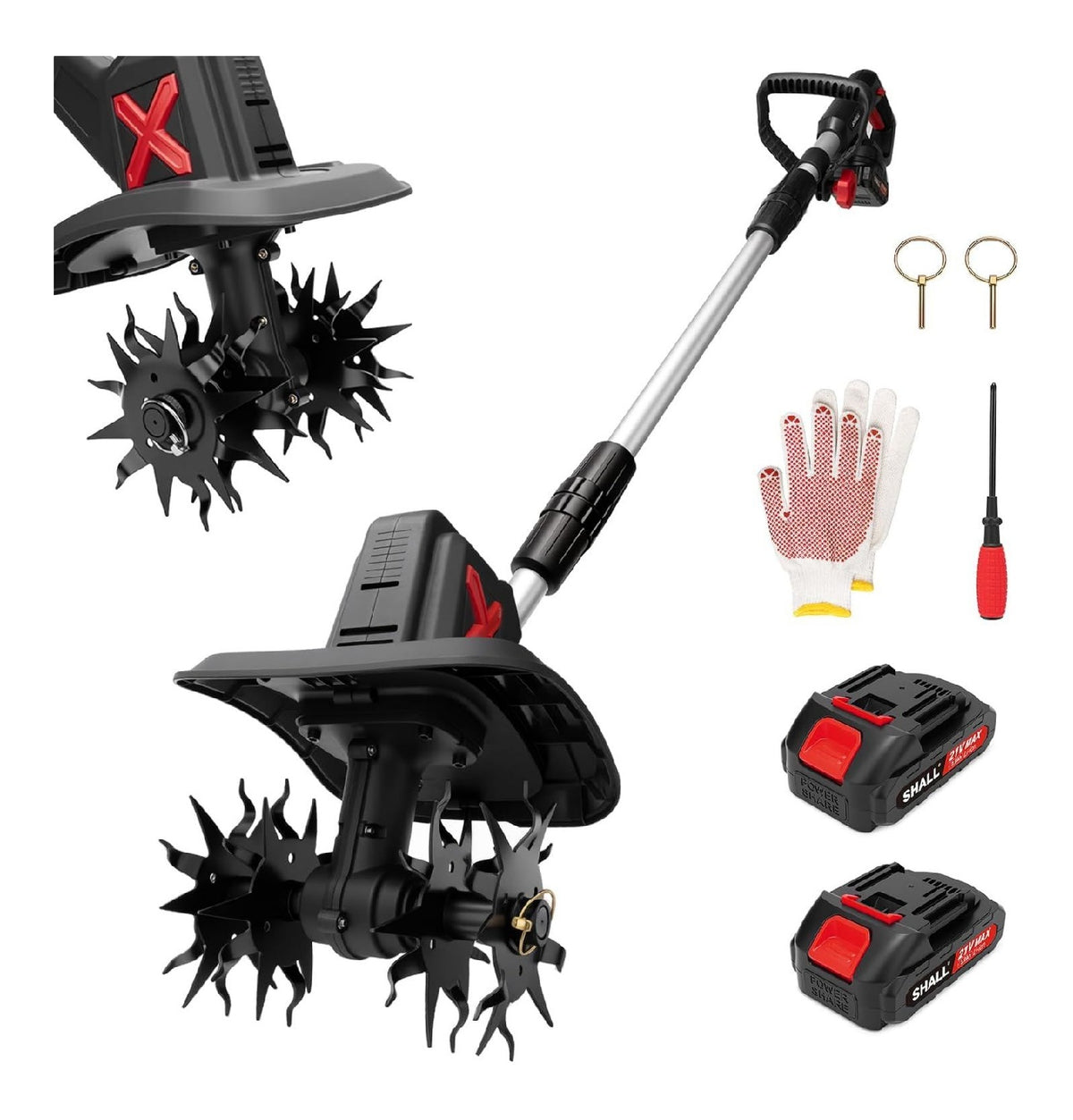 Motozappa batteria Dotata due per giardino, Motozappe 148 cm 100 cm