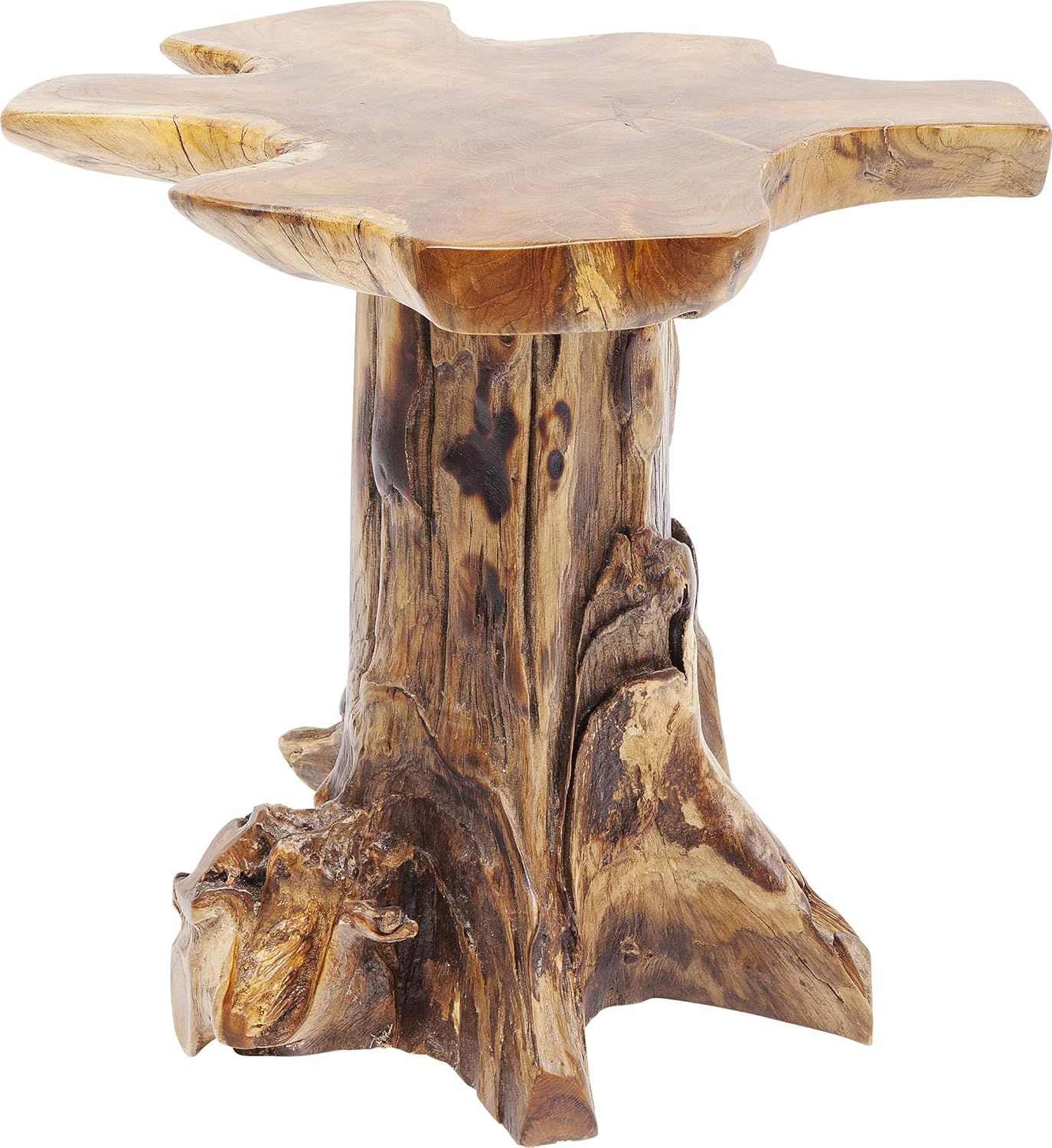 Kare Design tavolino Tree Small, marrone, piccolo, altezza 49-52cm. Diametro del ripiano 39-42cm, soggiorno, legno massello, tronco d`albero, pezzo unico