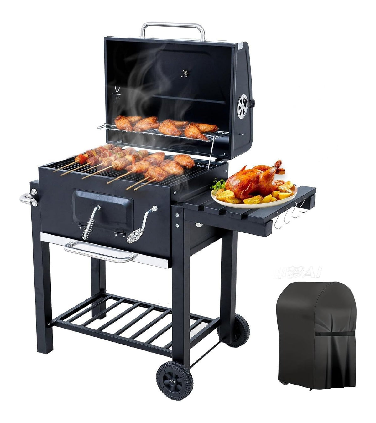 Ampio Spazio Grigliare Griglia per giardino, Barbecue a carbone 42,5 cm 24,5 cm