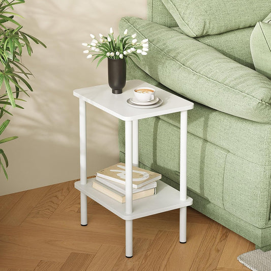 APICIZON 2 Tier Tavolino, Tavolino da Divano in Legno, 30 x 40 x 52 cm, Tavolino piccolo con spazio di archiviazione, per Soggiorno, Camera da letto, Balcone, Facile da Montare, Bianco